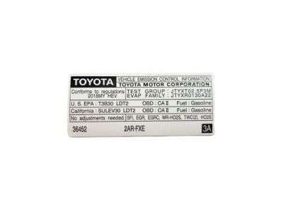 Toyota 11298-36452 Emission Label