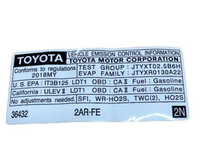 Toyota 11298-36432 Emission Label
