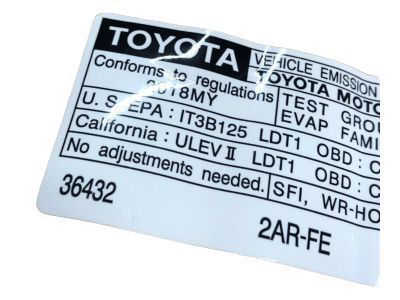 Toyota 11298-36432 Emission Label