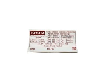 Toyota 11298-0P570 Emission Label