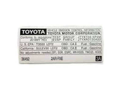 Toyota 11298-36450 Emission Label