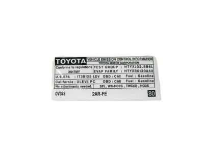 Toyota 11298-0V373 Emission Label
