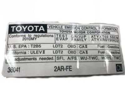 Toyota 11298-0V080 Emission Label