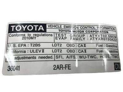 Toyota 11298-0V311 Emission Label