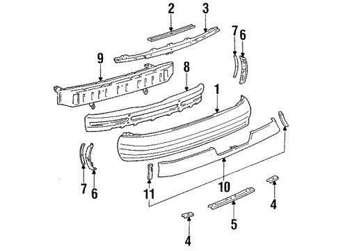 Toyota 52159-20921 Bumper Cover, Rear Driver Side