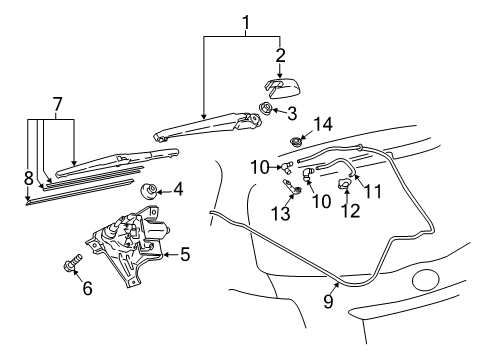 2018 Toyota Yaris Lift Gate - Wiper & Washer Components Diagram