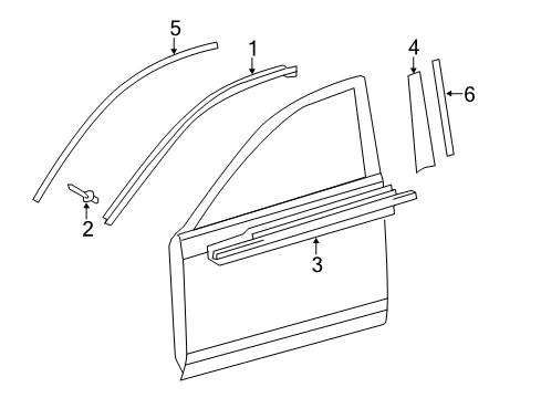 2013 Toyota Camry Exterior Trim - Front Door Diagram