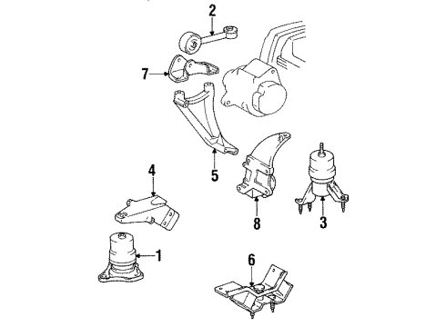 1993 Toyota Camry Engine & Trans Mounting Diagram