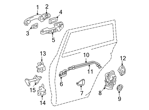 2010 Toyota RAV4 Rear Door - Lock & Hardware Diagram