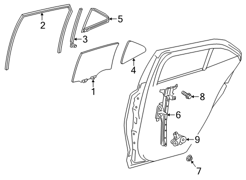 2022 Toyota Corolla Front Door Glass & Hardware Diagram