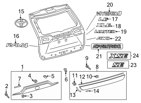 2023 Toyota RAV4 Prime Exterior Trim - Lift Gate Diagram