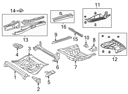 2013 Toyota Camry Rear Body - Floor & Rails Diagram