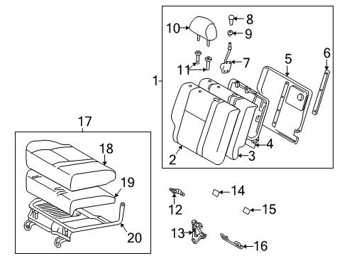 2004 Toyota Matrix Rear Seat Components Diagram