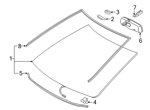 2016 Toyota Camry Windshield Glass, Reveal Moldings Diagram