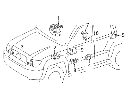 2017 Toyota Land Cruiser Air Bag Components Diagram