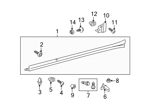 2014 Toyota Venza Exterior Trim - Pillars, Rocker & Floor Diagram