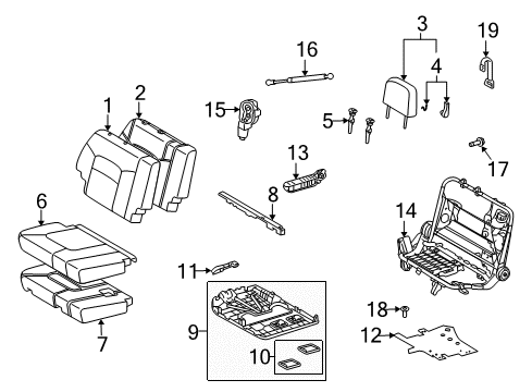 Cover, 3rd Seat Cushion Lock Diagram for 72918-60021-B0