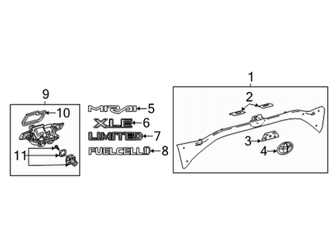 2022 Toyota Mirai Exterior Trim - Trunk Diagram