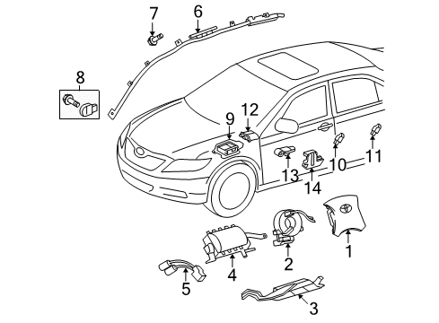 2014 Toyota Venza Air Bag Components Diagram