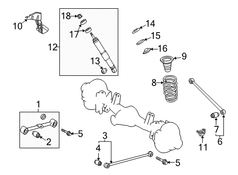 2017 Toyota Land Cruiser Rear Suspension Components, Lower Control Arm, Upper Control Arm, Ride Control, Stabilizer Bar Diagram