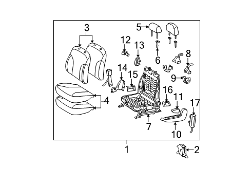 2009 Toyota Yaris Front Seat Components Diagram