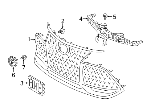 2020 Toyota Avalon Grille & Components Diagram