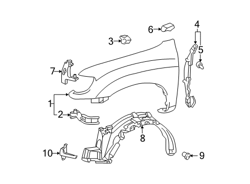 2004 Toyota Tundra Fender & Components Diagram