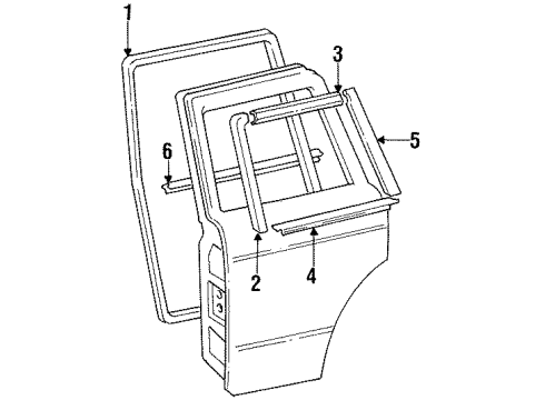 1986 Toyota Land Cruiser Rear Door & Components, Exterior Trim Diagram