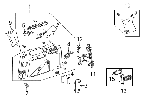 2004 Toyota Sienna Interior Trim - Side Panel Diagram
