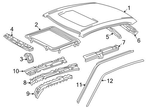 1998 Toyota Corolla Roof & Components, Exterior Trim Diagram