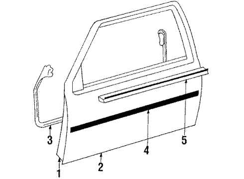 1986 Toyota Celica Door & Components, Outside Mirrors, Exterior Trim Diagram