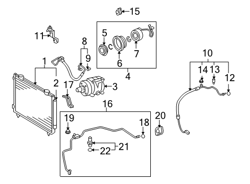 2004 Toyota Matrix A/C Condenser, Compressor & Lines Diagram