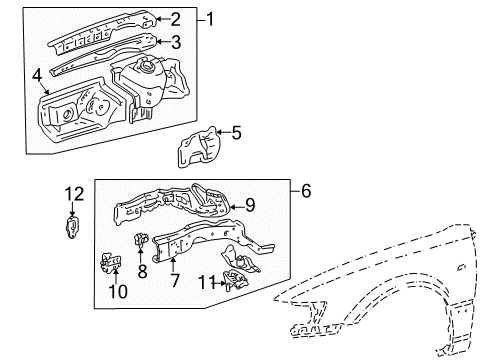 1997 Toyota Camry Structural Components & Rails Diagram