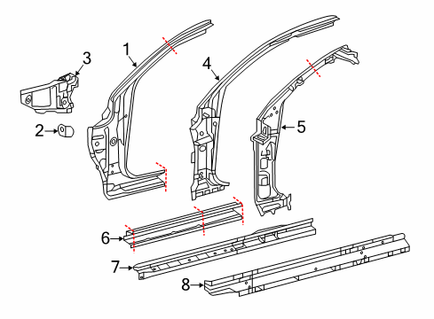 2022 Toyota Tacoma Hinge Pillar, Rocker Diagram