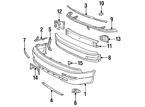 1996 Toyota Camry Bumper Cover, Front Driver Side Diagram for 52119-AA900