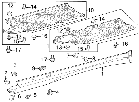 2023 Toyota Prius AWD-e Exterior Trim - Pillars Diagram