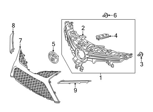 2022 Toyota Camry Grille & Components Diagram