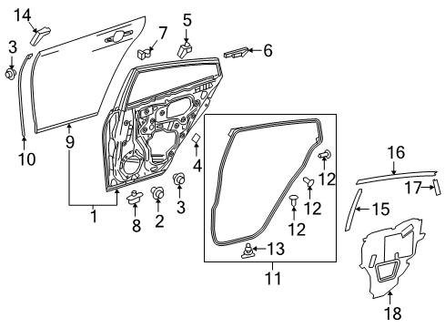 2021 Toyota Prius AWD-e Door & Components Diagram