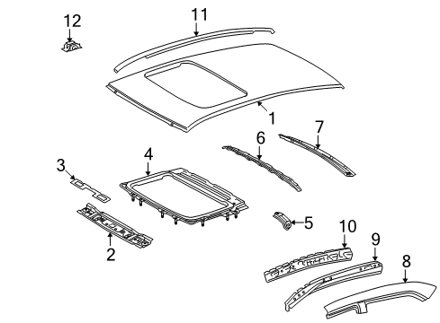 2013 Toyota Corolla Roof & Components, Exterior Trim Diagram