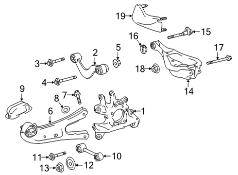 2020 Toyota Highlander Trailing Arm, Rear Passenger Side Diagram for 48760-0E080