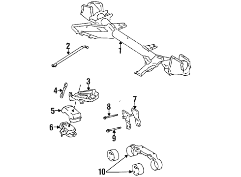 1994 Toyota Previa Engine & Trans Mounting Diagram