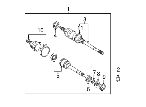 2000 Toyota Solara Drive Axles - Front Diagram