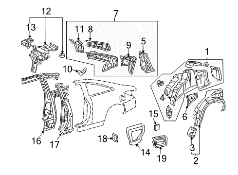 2004 Toyota Solara Inner Structure - Quarter Panel Diagram