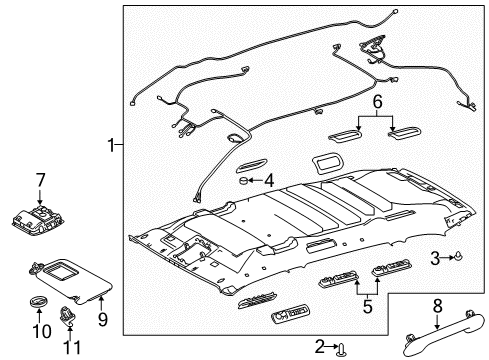 2017 Toyota Highlander Interior Trim - Roof Diagram