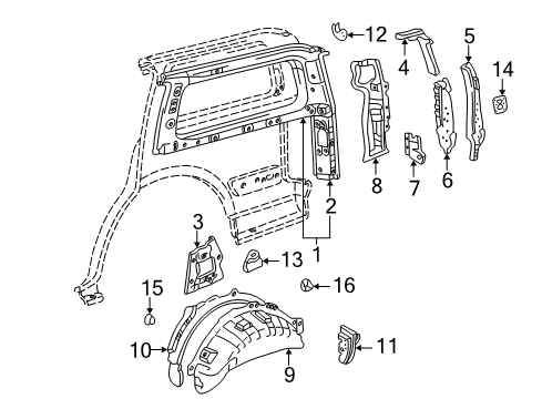2005 Toyota Land Cruiser Inner Structure - Quarter Panel Diagram