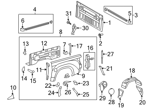 2013 Toyota Tundra Front & Side Panels Diagram