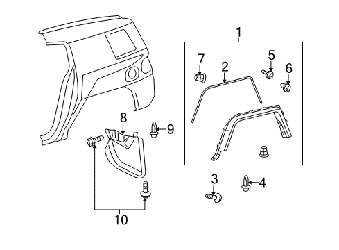 2013 Toyota FJ Cruiser Exterior Trim - Quarter Panel Diagram