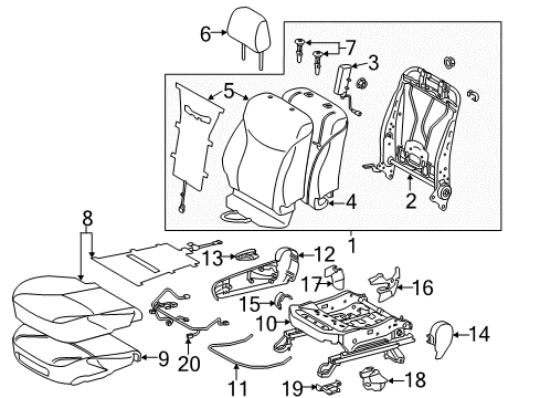 2015 Toyota Prius Passenger Seat Components Diagram