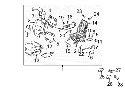2004 Toyota Highlander Front Seat Components Diagram