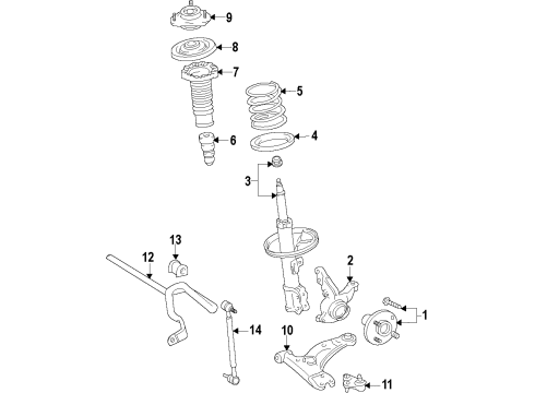 2016 Toyota Prius V Front Suspension Components, Lower Control Arm, Stabilizer Bar Diagram